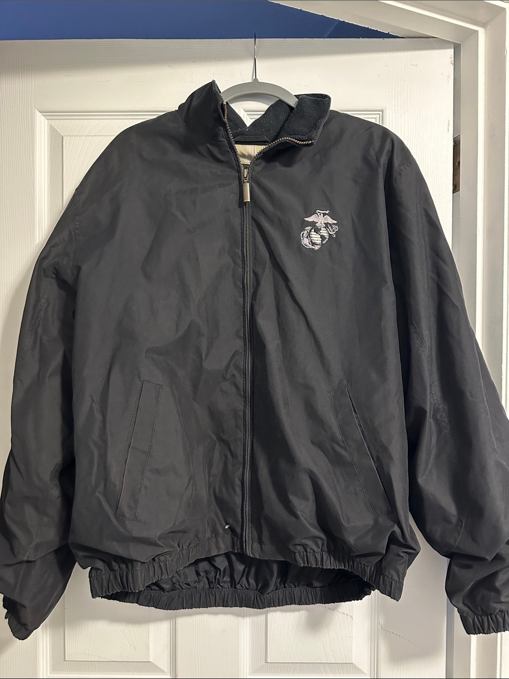 Weatherproof Black Men's Jacket with Marine Emblem